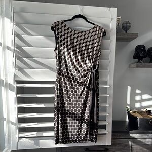 Elegant Black and Beige Polka Dot Dress